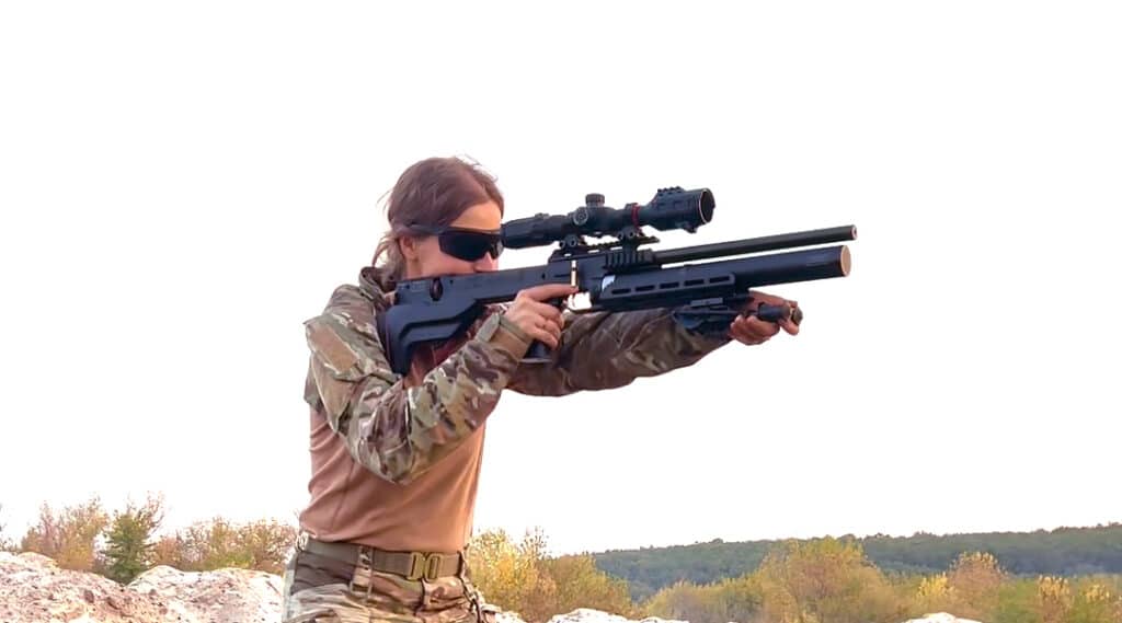 Shooting with air rifle SAPSAN TAC