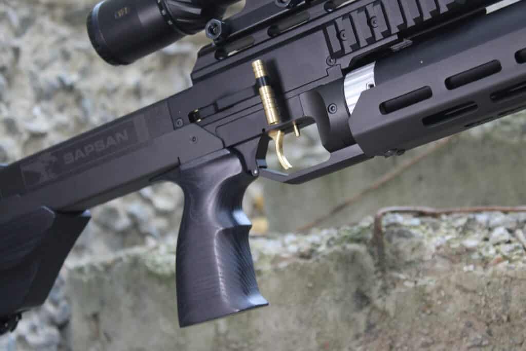 Cocking mechanism, trigger, pistol grip of air rifle zbroia sapsan tac